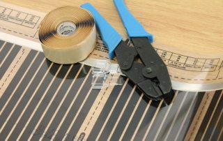Warm floor under linoleum, on a wooden floor
