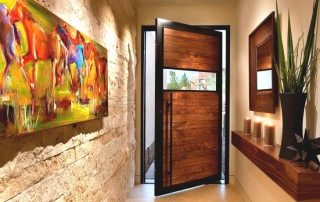 Decorating the hallway with decorative stone and wallpaper. Photos of finished works