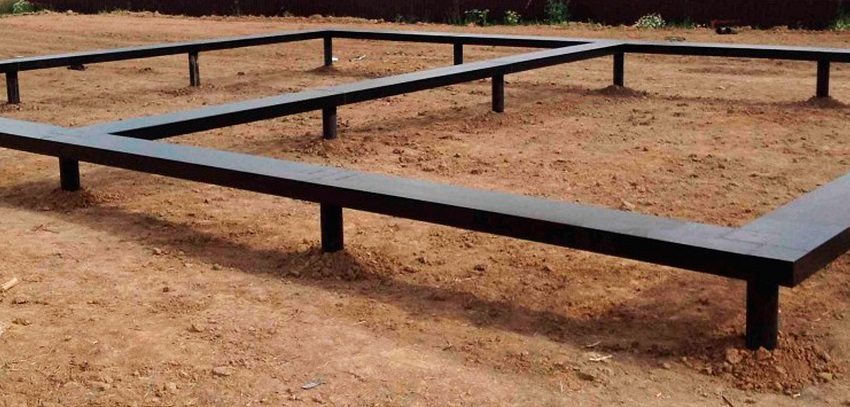 Screw pile foundation with iron grillage Screw pile foundation with iron grillage