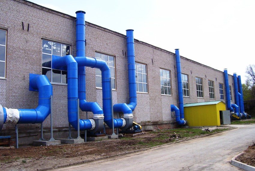 The use of polypropylene pipes for arranging ventilation of an industrial building The use of polypropylene pipes for arranging ventilation of an industrial building