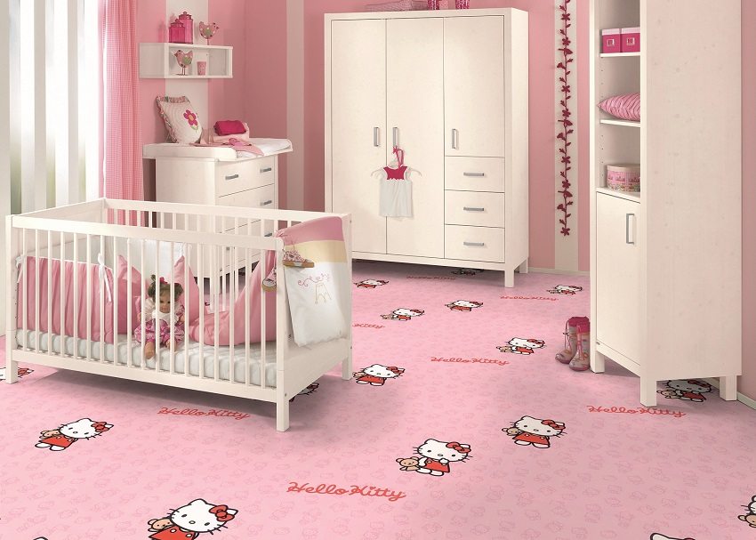 Bright carpet with a pattern in the children's room Bright carpet with a pattern in the children's room