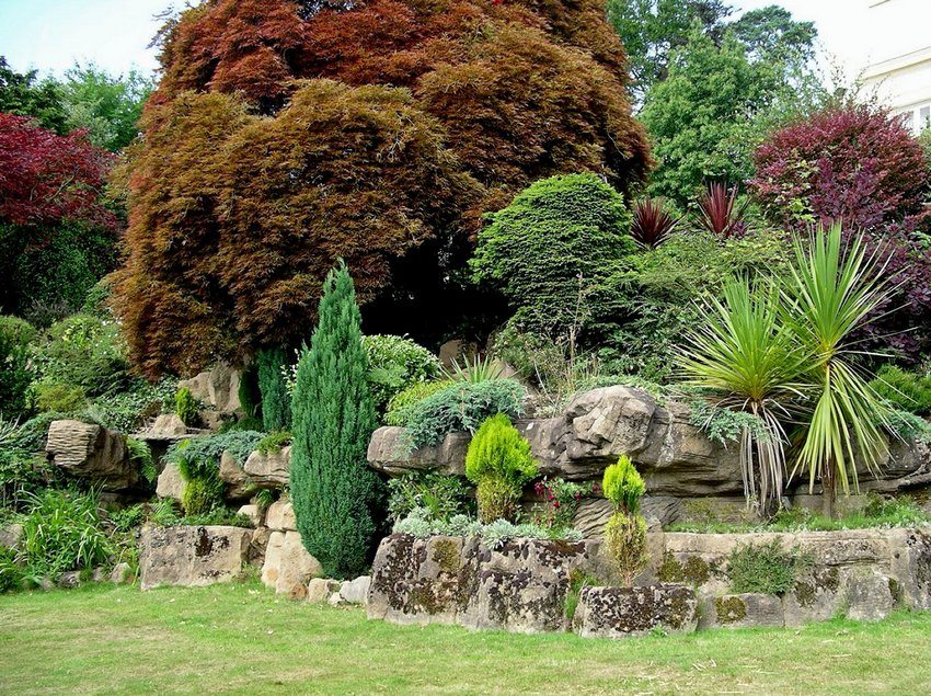 Multilevel rockery in the courtyard of a country house Multilevel rockery in the courtyard of a country house