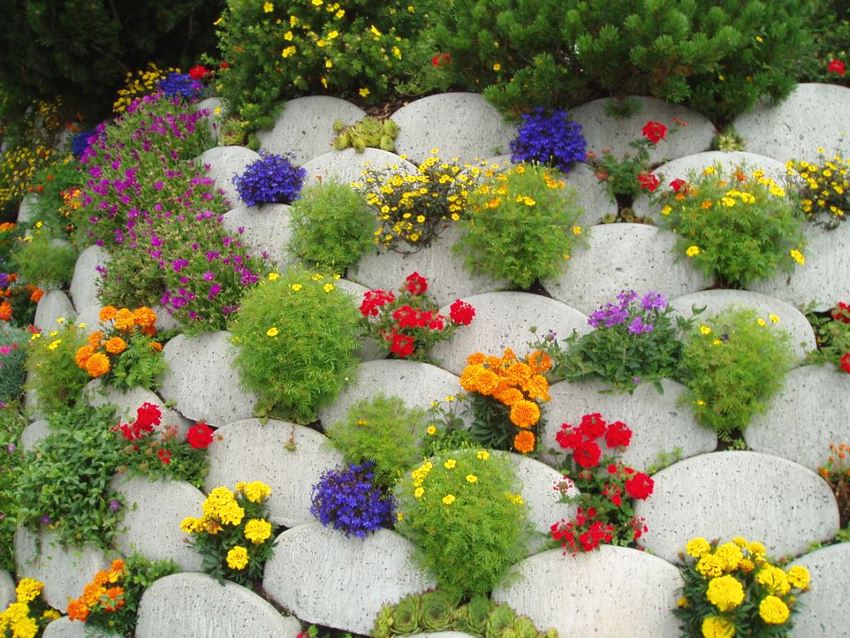 Alpine stone slide with bright colors Alpine stone slide with bright colors