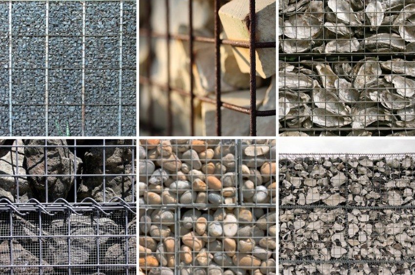A variety of materials can be used to fill gabions. A variety of materials can be used to fill gabions.