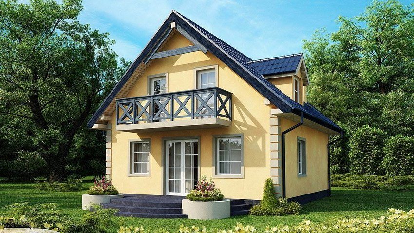 Project of a two-storey stone house 6x6 m Project of a two-storey stone house 6x6 m