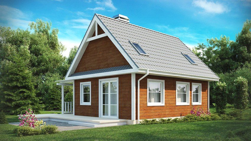 Project of a small wooden house made of wood with two floors Project of a small wooden house made of wood with two floors