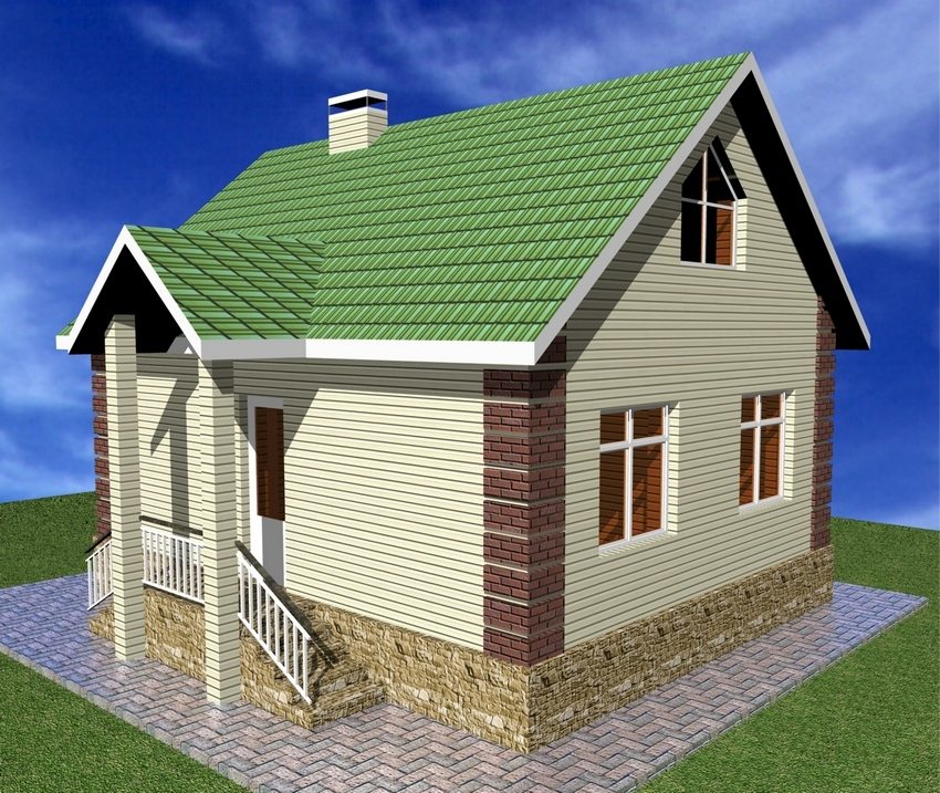 3D project of a two-storey house with a small area 3D project of a two-storey house with a small area