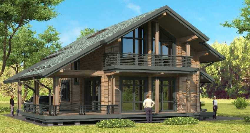 An interesting and large one-storey house from an Interesting project of a large one-storey house from a bar with an attic with an attic An interesting project of a large one-story log house with an attic