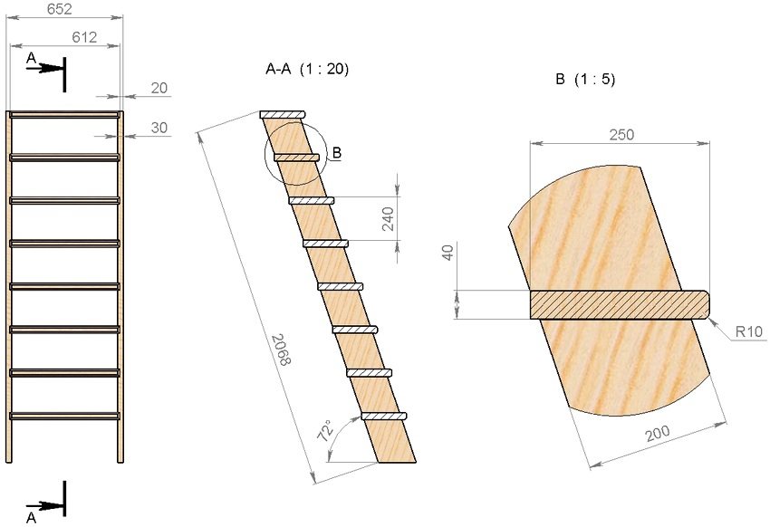 Diagram of a staircase for a cellar Diagram of a staircase for a cellar