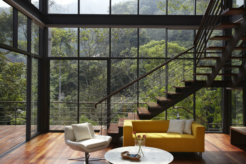 Strong metal frames are used for glazing large sections of walls Strong metal frames are used for glazing large sections of walls