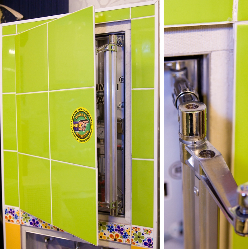 Pressure hatches are invisible in the bathroom interior, since they do not have handles or suction cups on the surface Pressure hatches are invisible in the bathroom interior, since they do not have handles or suction cups on the surface