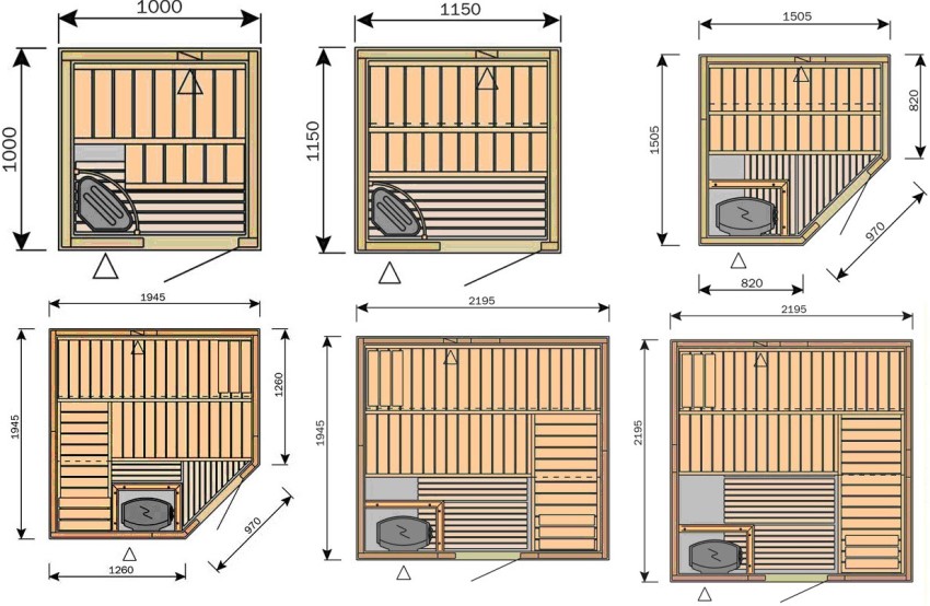 Typical solutions for the overall dimensions of infrared saunas Typical solutions for the overall dimensions of infrared saunas
