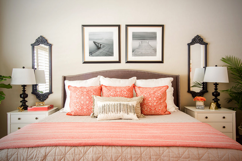 A soft headboard gives the room a modern look and adds elegance A soft headboard gives the room a modern look and adds elegance