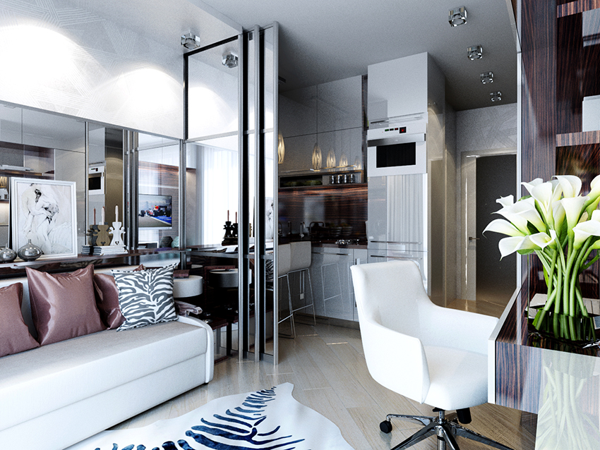 A small room must be decorated in light colors A small room must be decorated in light colors