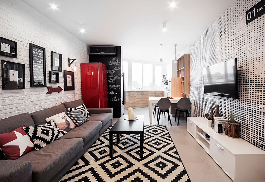 Kitchen, then dining room and living room - traditional placement of zones Kitchen, then dining room and living room - traditional placement of zones