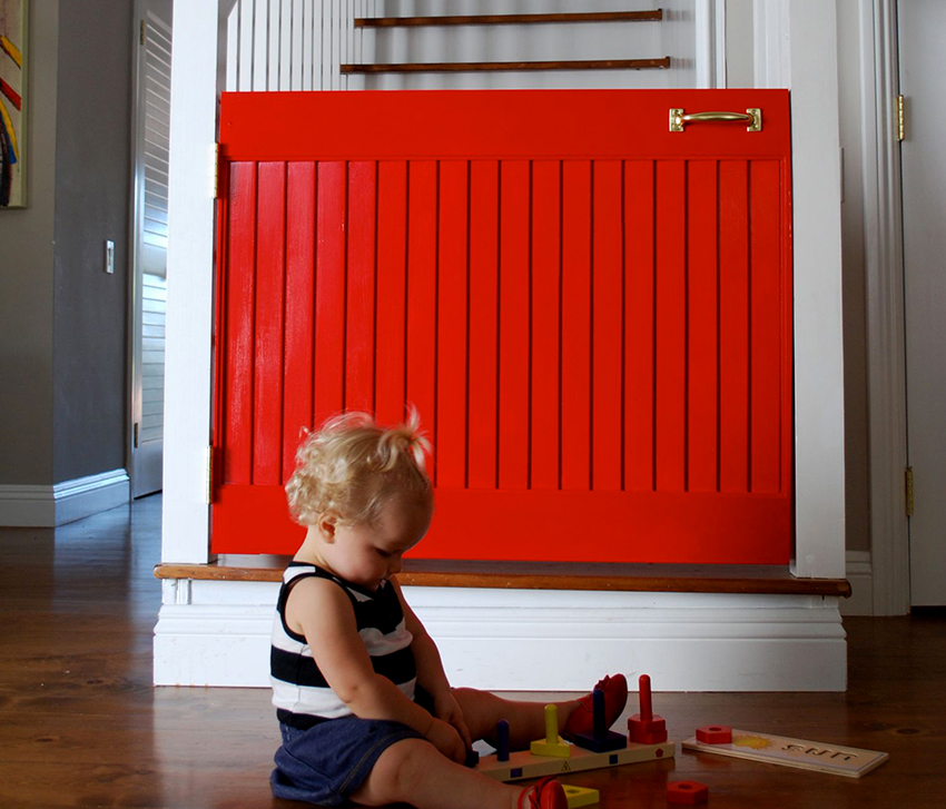 A fence from children to the stairs can be made from an unnecessary door A fence from children to the stairs can be made from an unnecessary door